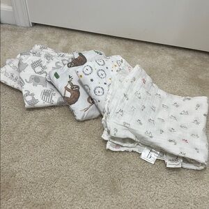 Bundle Gender Neutral Baby Blankets - White and Gray